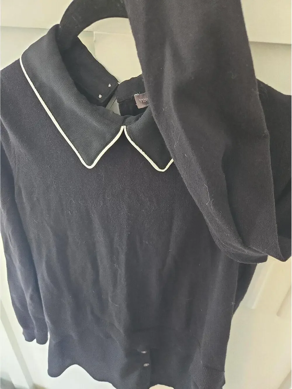 Vince Camuto Mixed Media Peter Pan Collar Layered Top Size XS - Picture 6 of 6